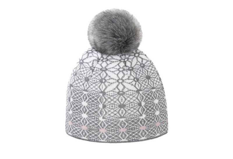 kama Strickmütze (Bommel) A183 Merino - Damen grau/weiss - 1 Stück von kama