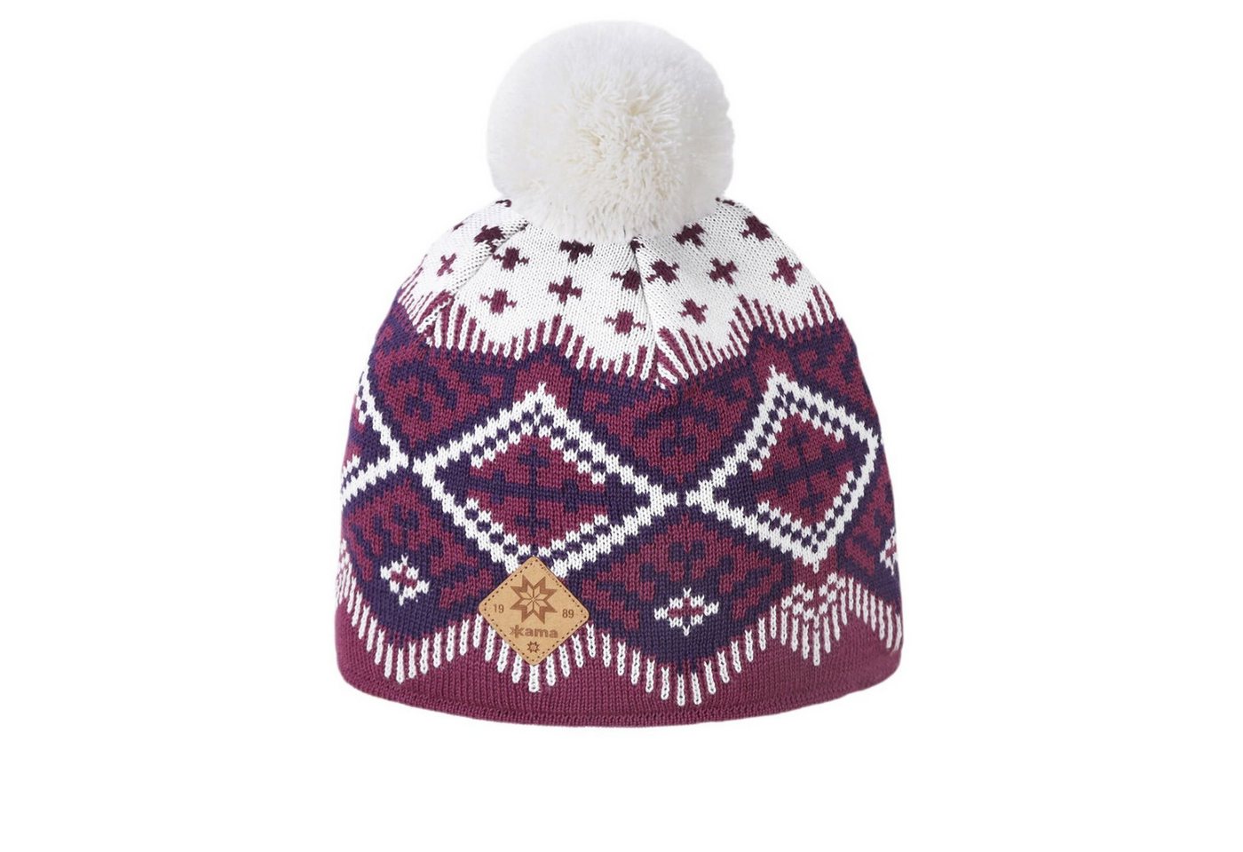 kama Strickmütze (Bommel) A186 Kamakadze Merino - Damen pink/blau/weiss - 1 Stück von kama