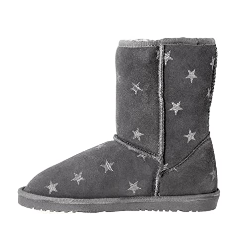 kamelshopping Mädchen Lammfell Boots zum Schlupfen, 30-36, Obermaterial Veloursleder, Futter aus echtem Lammfell (grau, eu_footwear_size_system, little_kid, women, numeric, medium, numeric_32) von KaMel GmbH