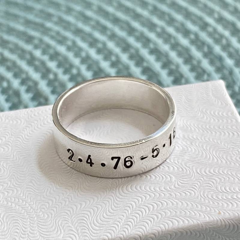 Personalisierter Sterling Silber Gedenkring - Handgestempeltes Andenken von kandsimpressions