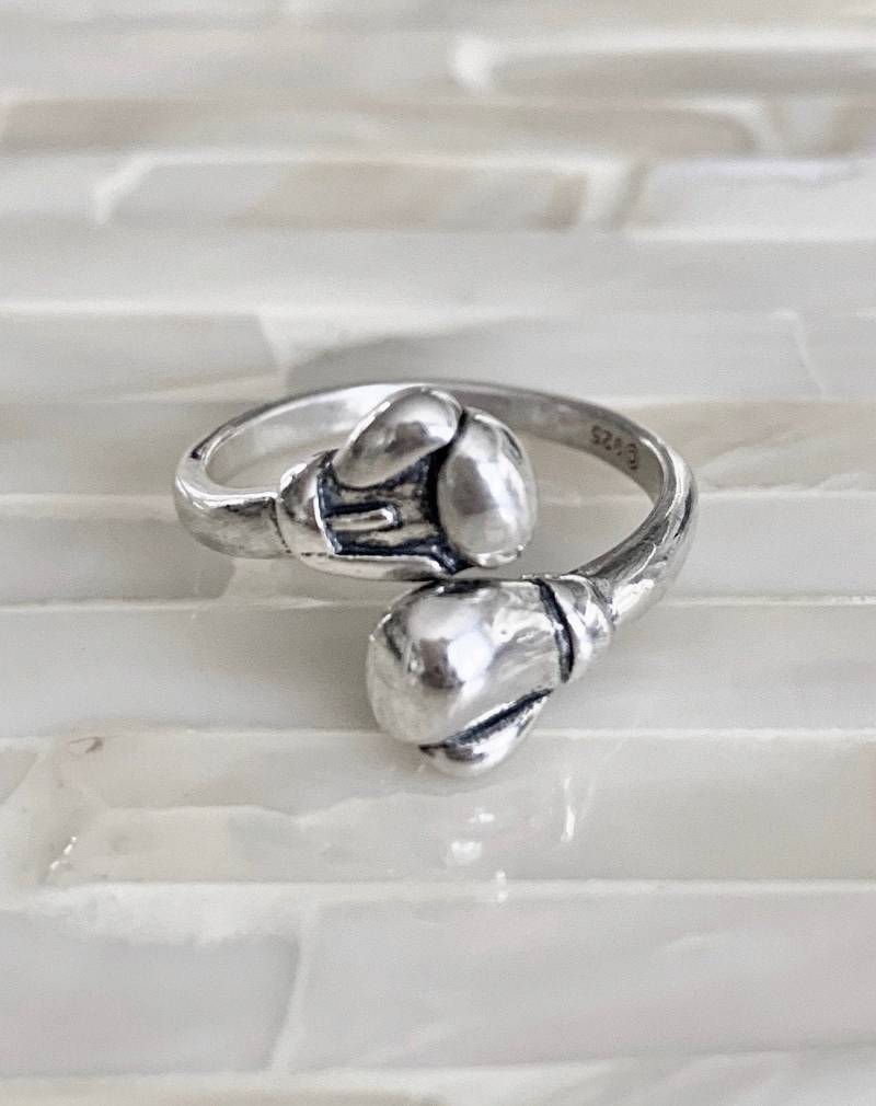 Boxring Ring - Boxhandschuhe Kick Boxen - Krebs Kämpfer Geschenk - Boxer Boxhandschuh Schmuck - Größenverstellbar - Sterling Silber von kandsimpressions