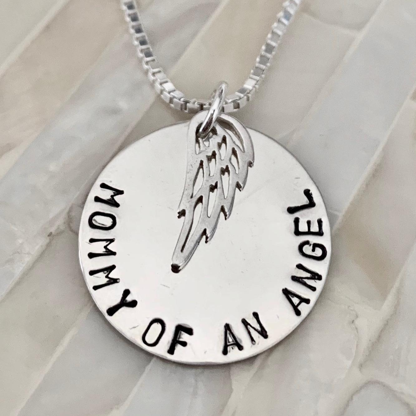 Gedenkhalskette - Mama Eines Engels Halskette Mutter Verlust Kind Fehlgeburt Geschenk Hand Gestempelt Sterling Silber von kandsimpressions