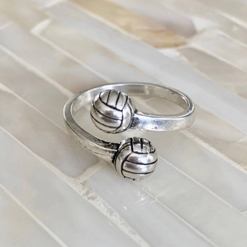 sterling Silber Beachvolleyball Ring - Verstellbares Band, Team Geschenk von kandsimpressions