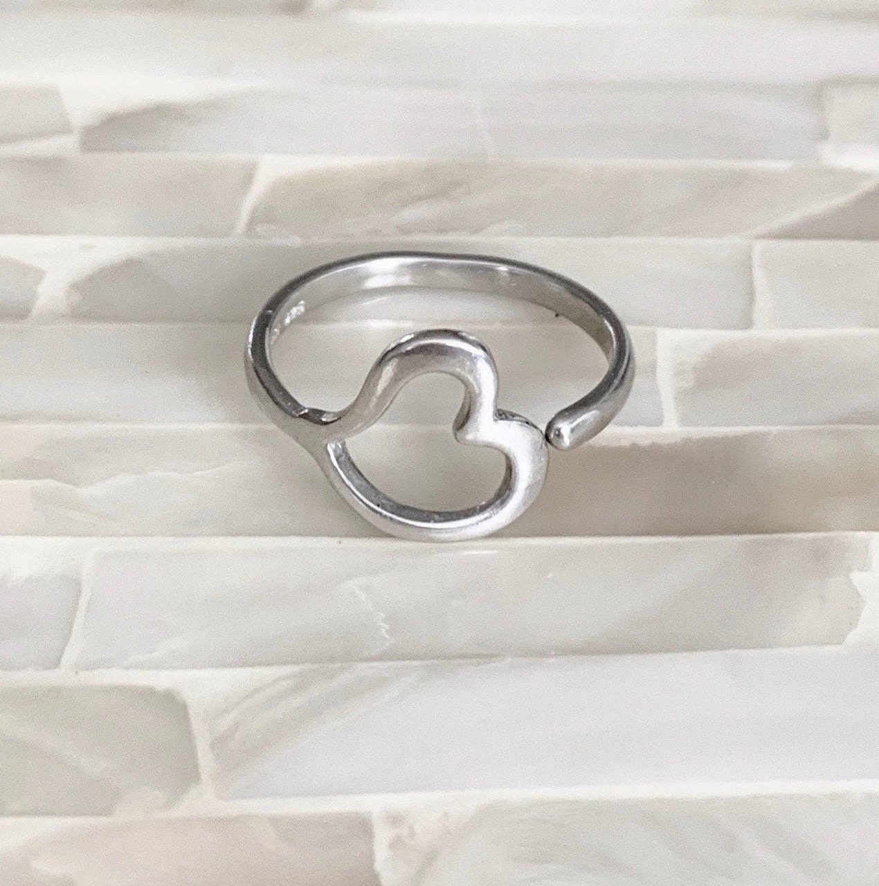 Herz Ring - Offener Sterling Silber Paare Liebesschmuck Verlobungsring Freundin Schmuck Valentinstag Geschenk von kandsimpressions