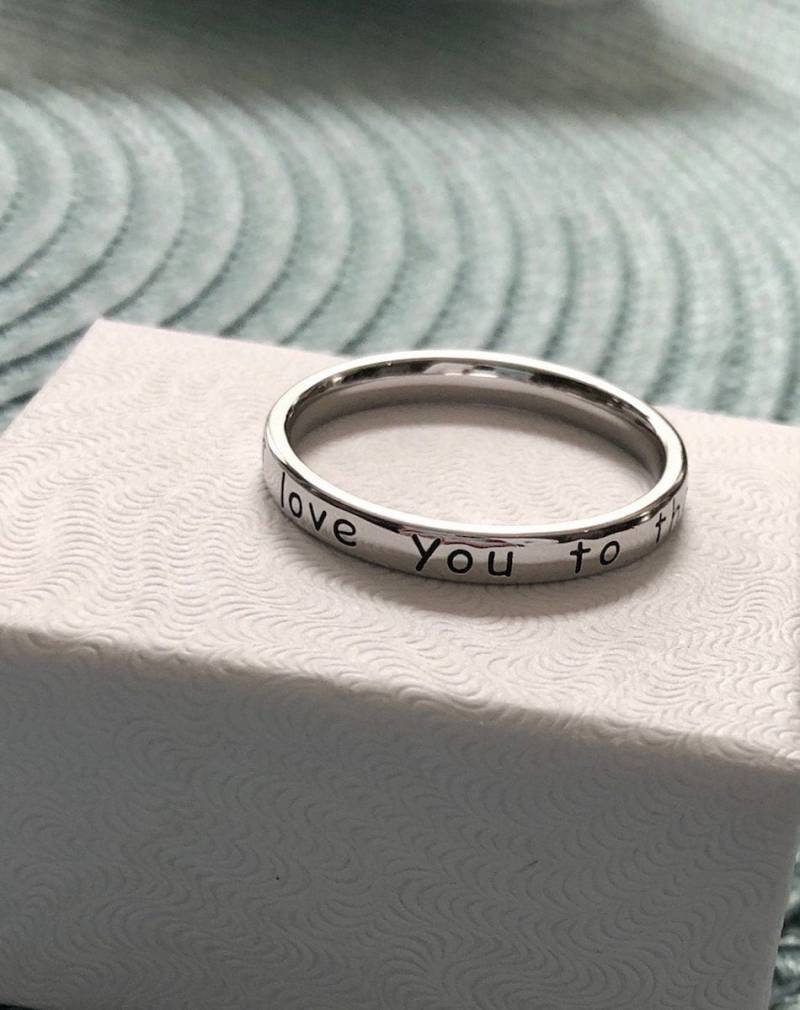 Ich Liebe Dich Bis Zum Mond Und Zurück Ring - Zurück - Sterling Silber - Stapelbar Mutter Tochter Valentinstag - Geschenk von kandsimpressions