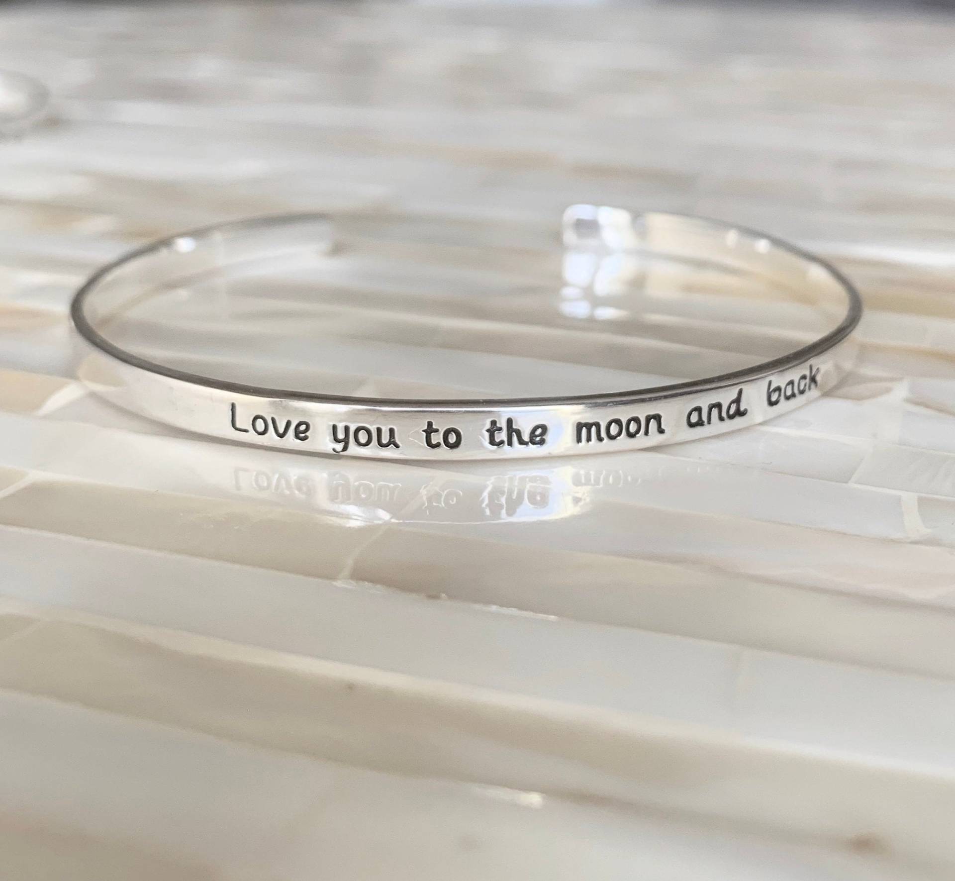 Liebe Dich Bis Zum Mond Und Zurück - Manschette Armband Sterling Silber Mutter Tochter Armbänder Muttertagsgeschenk Liebe Dich Bis Zum Mond Und Zurück - Manschette Armband Sterling Silber Mutter Tochter Armbänder Muttertagsgeschenk von kandsimpressions