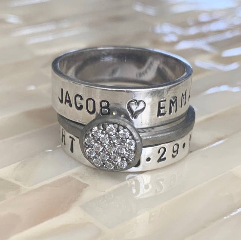 Personalisierte Sterling Silber Ring Set - Muttertagsgeschenk von kandsimpressions