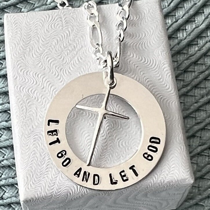 Personalisierte Sterling Silber Kreuz Halskette, Inspirational Religiöses Geschenk von kandsimpressions