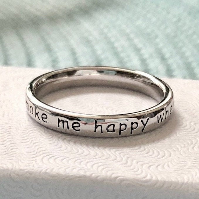 You Make Me Happy, When Skies Are Grey - Ring - Geschenk Für Tochter - Freundin - Sterling Silber - Weihnachtsgeschenk - Muttertagsgeschenk von kandsimpressions