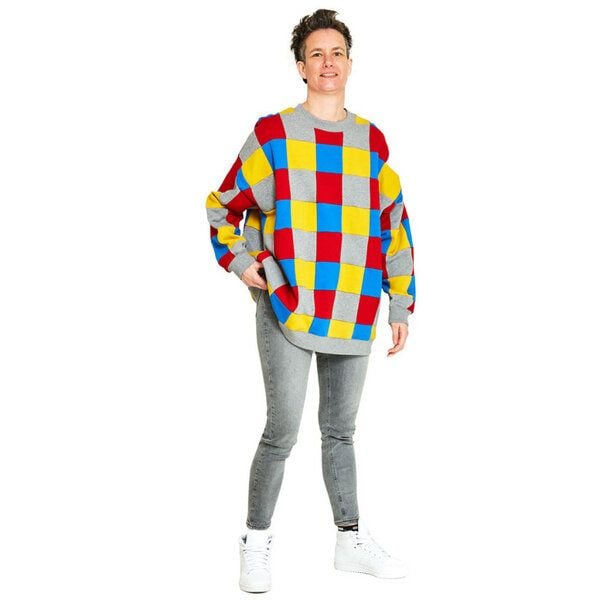 kantasou Oversize Pullover bunte Quadrate von kantasou