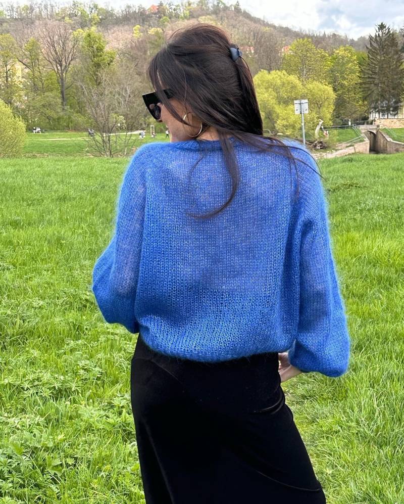 Cardigan Aus Super Kid Mohair | Handgestrickte, Blau Cardigan Aus Super Kid Mohair | Handgestrickte, Blau von karakakaknit