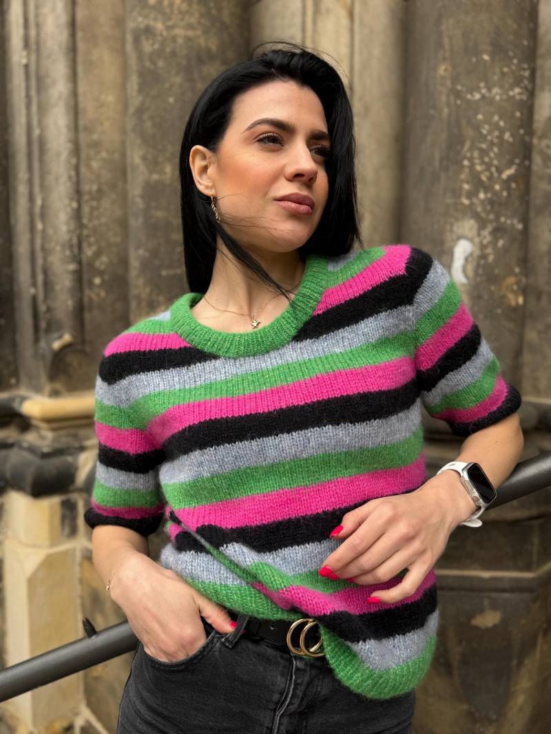 striped Short-Sleeve Sweater - Warm & Cheerful striped Short-Sleeve Sweater - Warm & Cheerful von karakakaknit