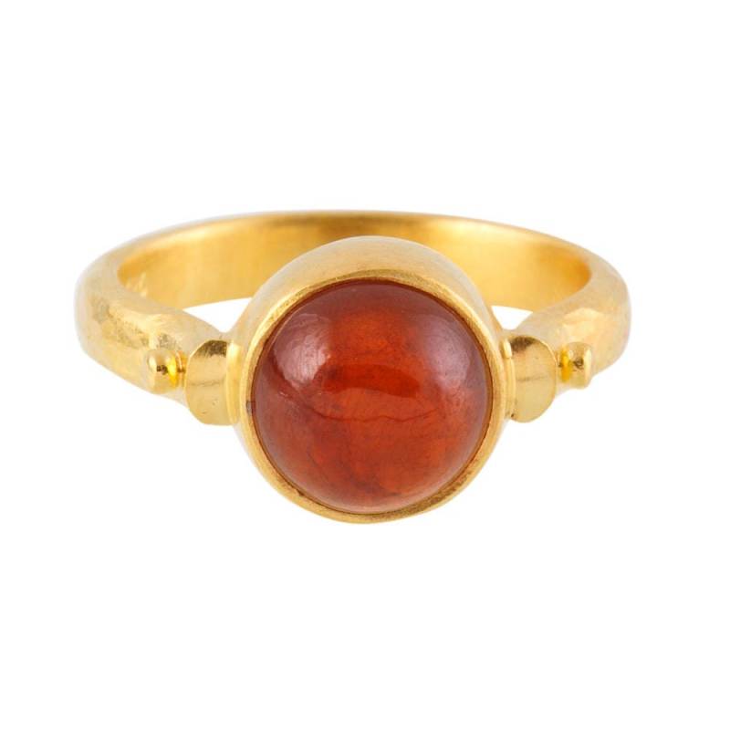 Hessonit Granat Ring 22K Gold Vermeil, Gehämmerte Ringschiene Hessonit Granat Ring 22K Gold Vermeil, Gehämmerte Ringschiene von karazidesign