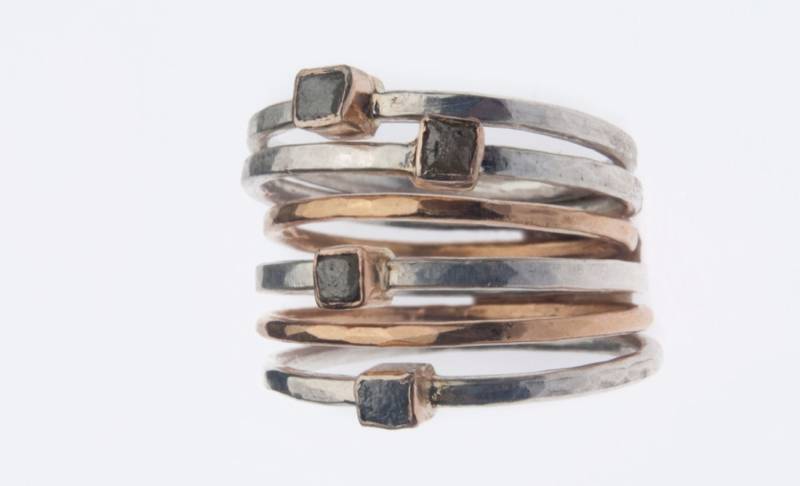 Silber & 20K Gold Rohdiamant Ring Silber & 20K Gold Rohdiamant Ring von karazidesign