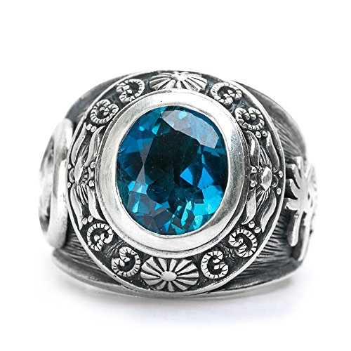 Herren Klassisch Antique Klassisch Blau Topas Edelstein Solide 925 Silber Silber Biker mode Tägliche Abnutzung Ring von kardy