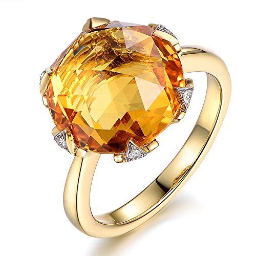 Selten7.8ct natürlich Citrin Ring mit Südafrika Diamants of 5 Punkte Edelstein 14K (585) Solide Gelbgold Verlobungsringe Jahrestag Rings für Damen von kardy