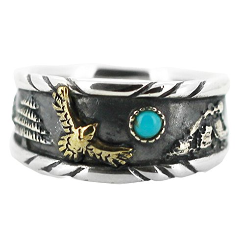 kardy Herren Einzigartig Antique Klassisch natürlich Blau Türkis Edelstein Solide 925 Silber Silber und Copper Biker mode Tägliche Abnutzung Ring von kardy