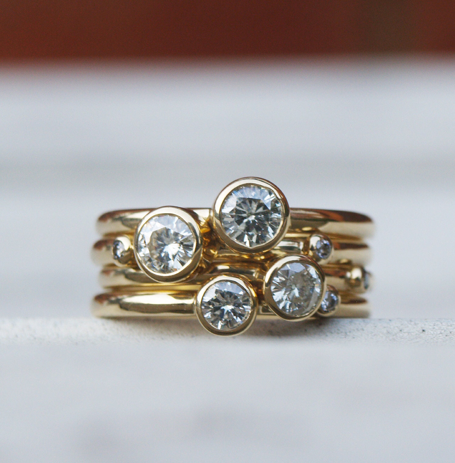 Moissanit Ring Set Aus Recyceltem Gold 18Ct von karenjohnsondesign