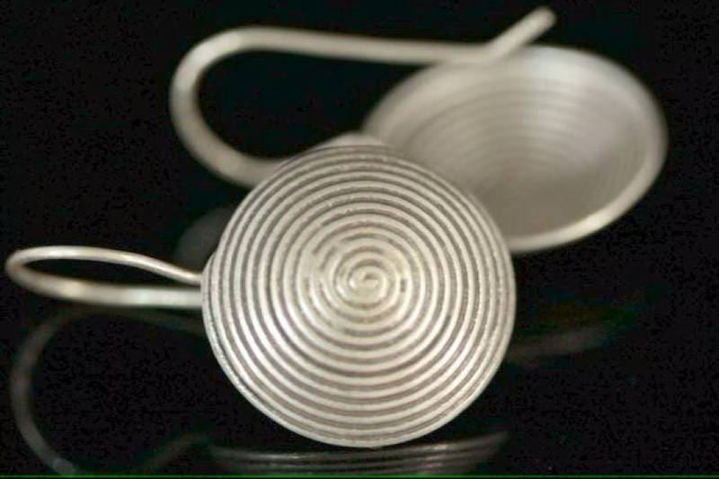 6Kh-024 "Karen Hill Tribes" Silber Ohrhänger, Handgefertigt, Mit Draht Bedruckt." von karensilverbead