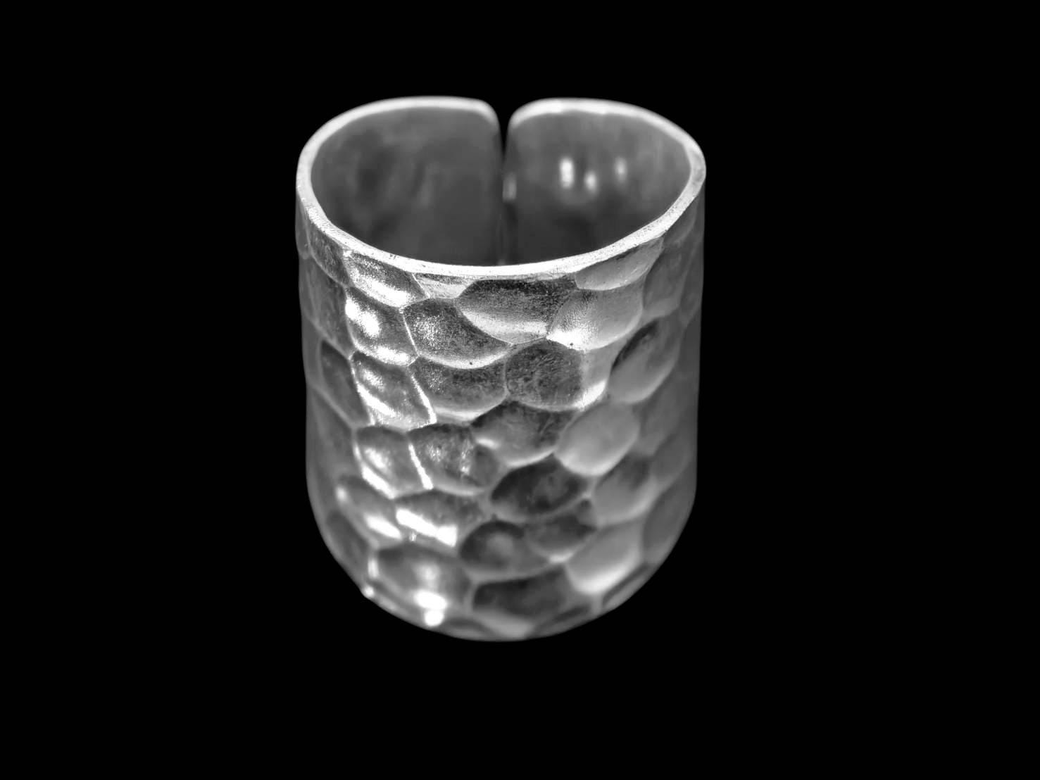 Ky-001 Thai Karen Hill Tribe Silber Ring Lang Gehämmert von karensilverbead