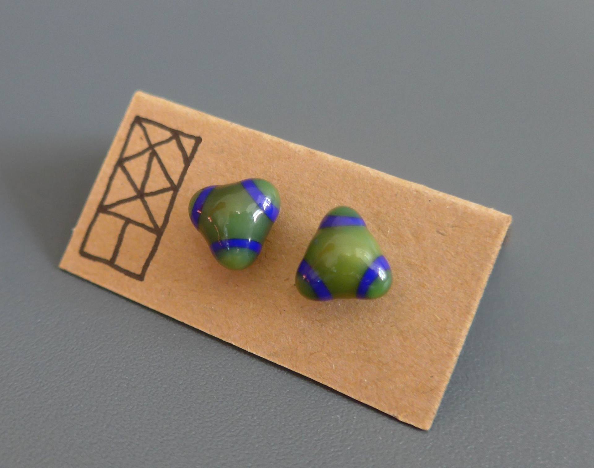 Ohrstecker - Grün Blau Dreieck Kaze von karenzerna