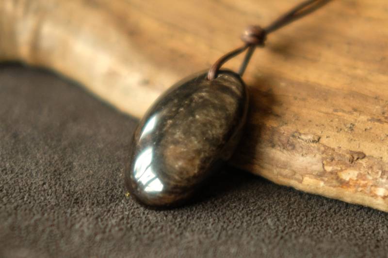 Silberobsidian Anhänger Kette | Kristallstein Mineral Edelstein von karma108crafts