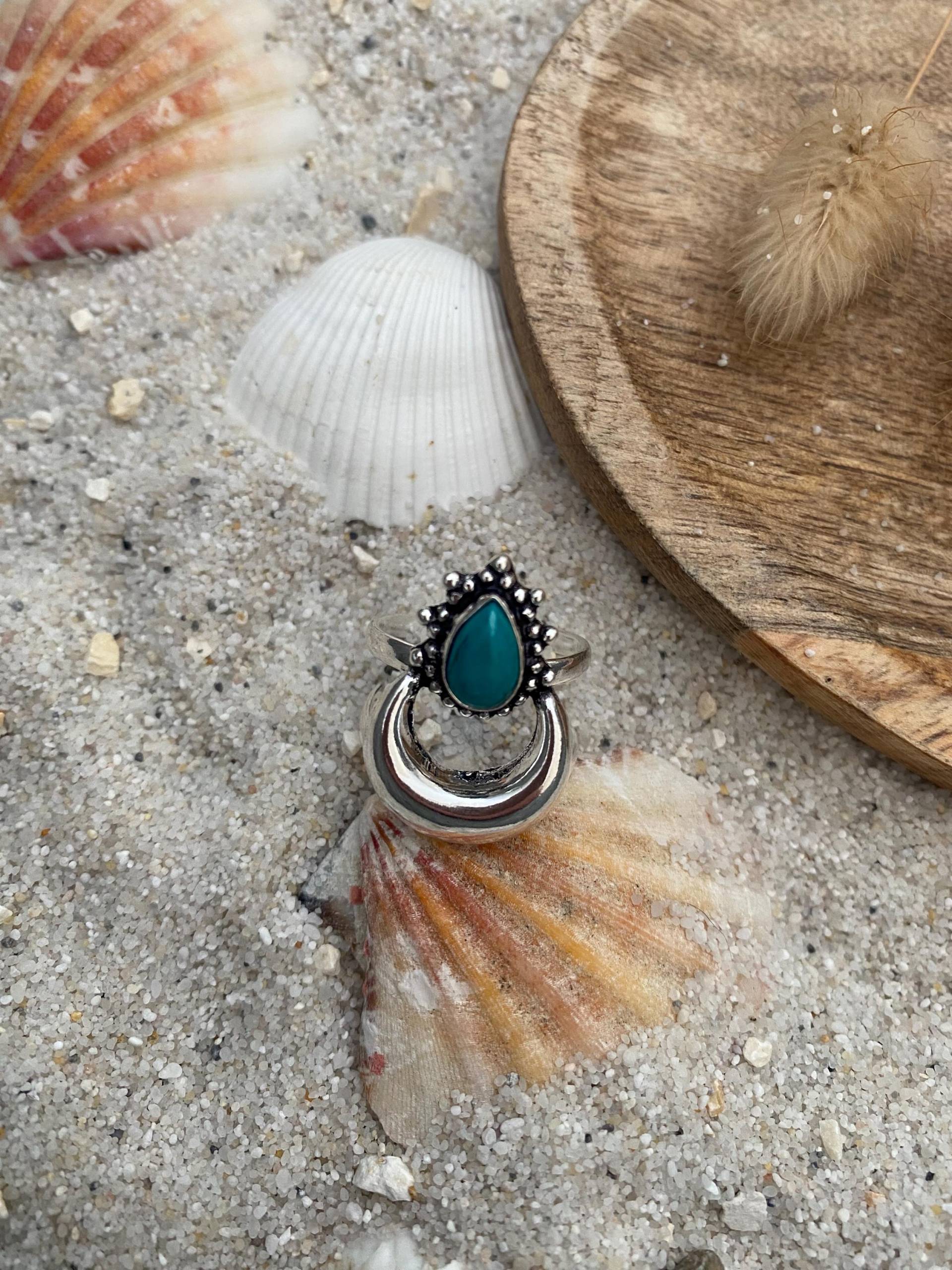 Boho-Ring Silber | Statementring Hippie-Schmuck Ring Mit Stein Mondring Mondstein Boho Schmuck Festival von karmaandcotton2025