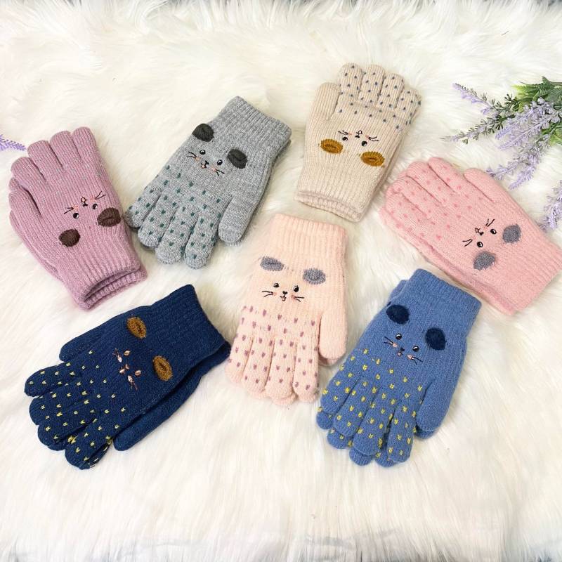 Kinder Fleece Gefütterte Strickhandschuhe, Handschuhe, Warme Winter Niedliche Katzen Handschuhe Für Jungen/Mädchen, Skihandschuhe, 7 Bis 12 von karmanepalcrafts