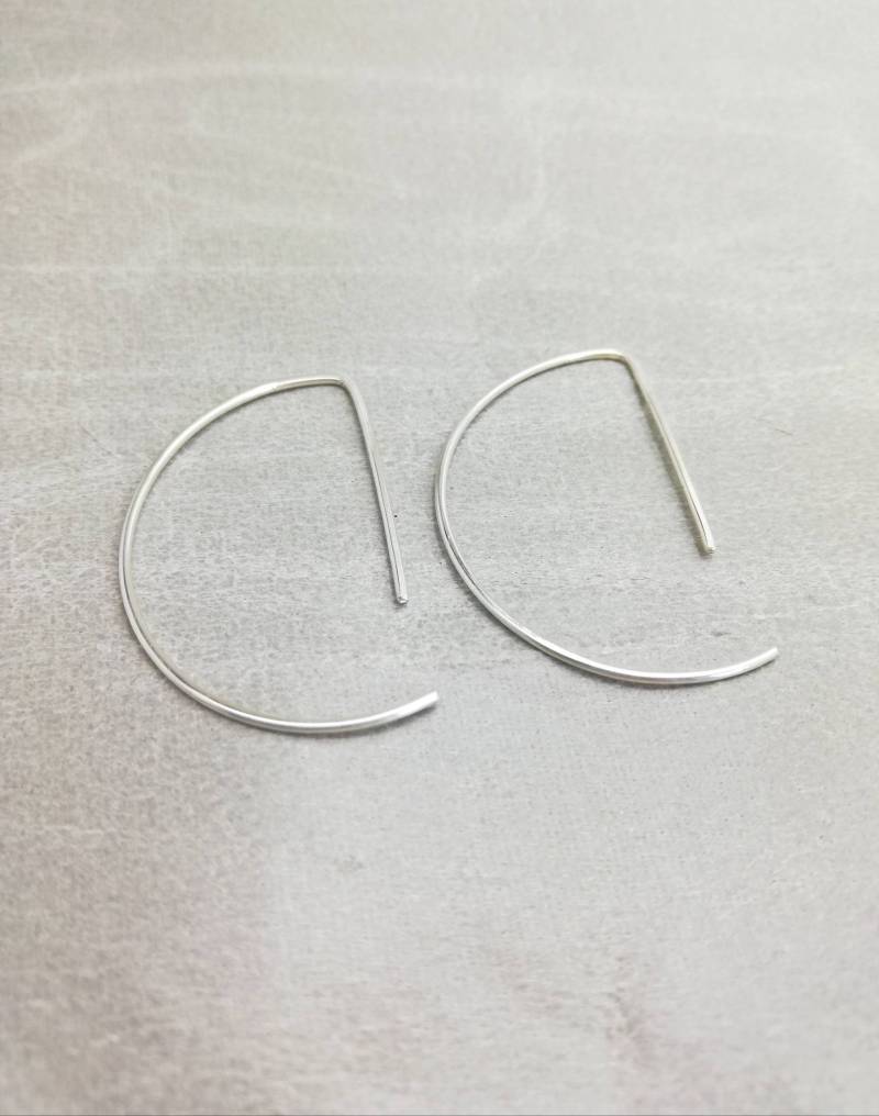Handgemachte Sterling Silber Offene Creolen Moderne D-Form | 3 cm Handgemachte Sterling Silber Offene Creolen Moderne D-Form | 3 cm von karmasilver