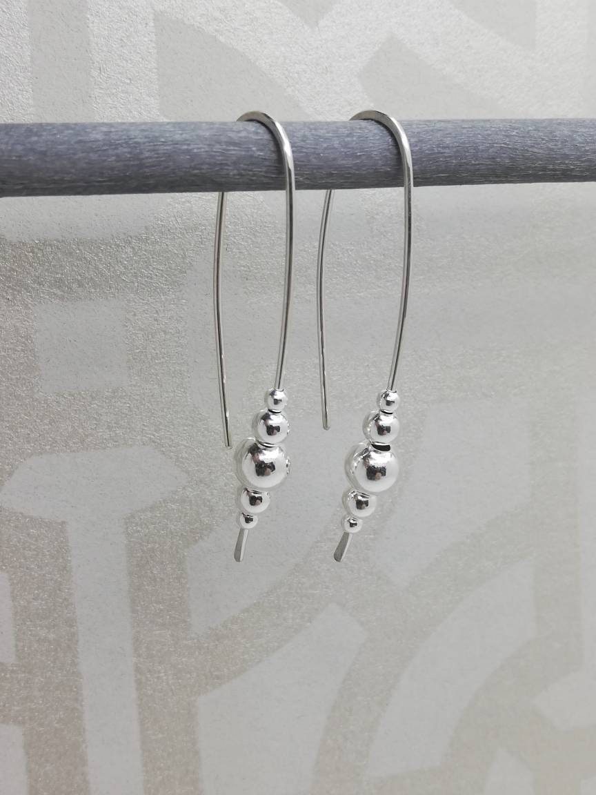 Handmade Sterling Silber Tropfen Ohrringe Langer Statement Schmuck Handmade Sterling Silber Tropfen Ohrringe Langer Statement Schmuck von karmasilver