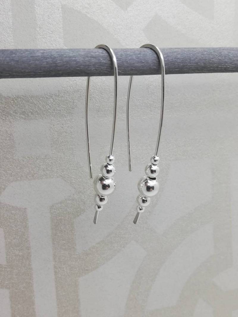 Handmade Sterling Silber Tropfen Ohrringe Langer Statement Schmuck Handmade Sterling Silber Tropfen Ohrringe Langer Statement Schmuck von karmasilver