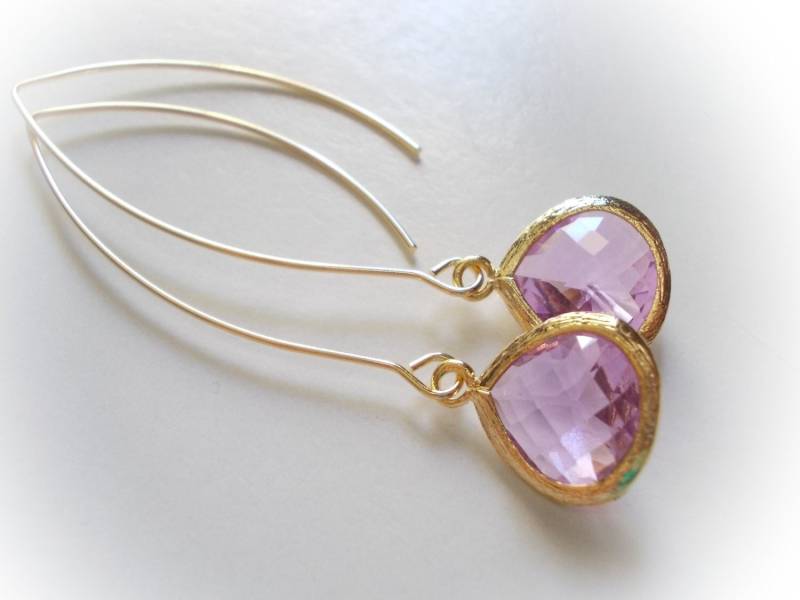 Amethyst Tropfen Lange Glasohrringe Lavendel Elegant Rose Cut Facettiert Extra Lang Ausgefallene Baumeln Ohrringe Für Frauen Rosecut Barock Marquise von karmelidesigns