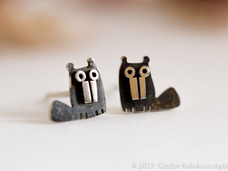 Biber Ohrstecker Sterling Silber Mini Zoo Serie von karramba
