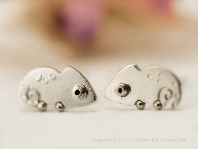 Chamäleon Ohrringe Sterling Silber Serie Mini Zoo von karramba