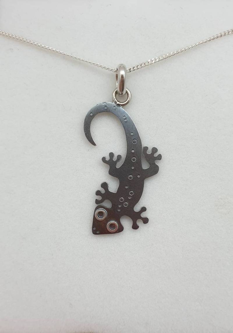 Gecko Anhänger 925Er Silber Schwarz Oxidiert, Mini-Zoo von karramba