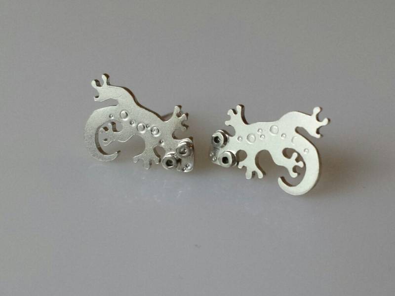 Gecko Silber Ohrstecker Mini Zoo Serie von karramba
