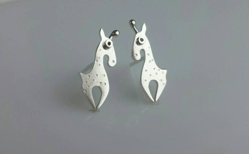 Giraffe Silber Ohrstecker Von Mini Zoo Serie von karramba