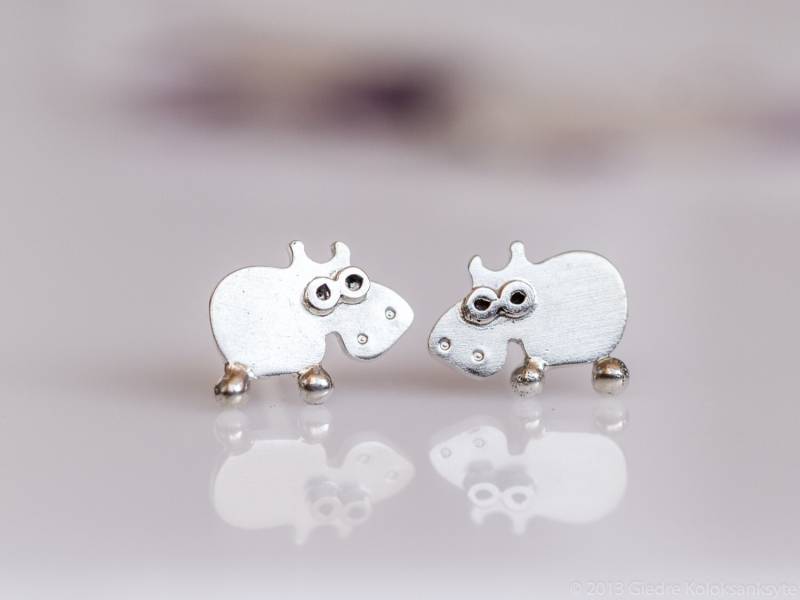 Hippo Ohrstecker Sterling Silber Serie Mini Zoo von karramba