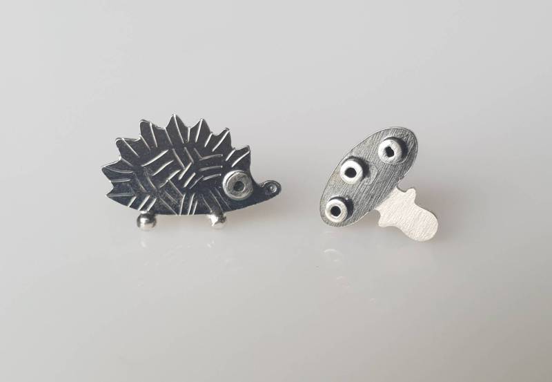 Igel Pilz Ohrstecker Sterling Silber Mini Zoo Serie von karramba