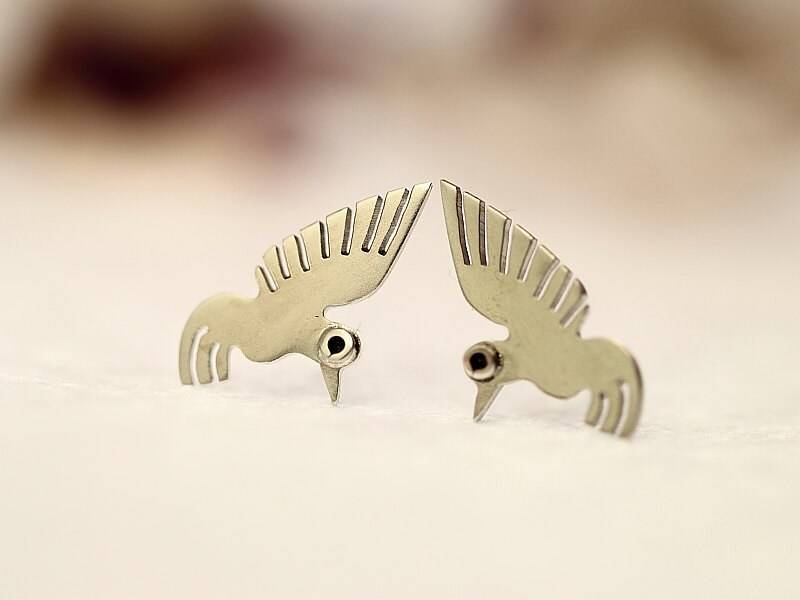 Kolibri Ohrstecker Sterling Silber Mini Zoo Serie von karramba