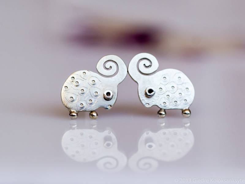 Lamb Ohrstecker Sterling Silber Mini Zoo Serie von karramba