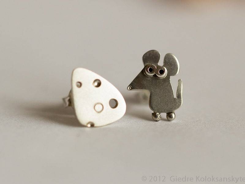 Maus Und Käse Ohrstecker Sterling Silber Mini Zoo-Serie von karramba