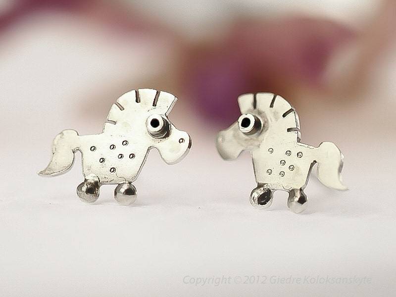 Pony Ohrstecker Sterling Silber Mini Zoo-Serie von karramba