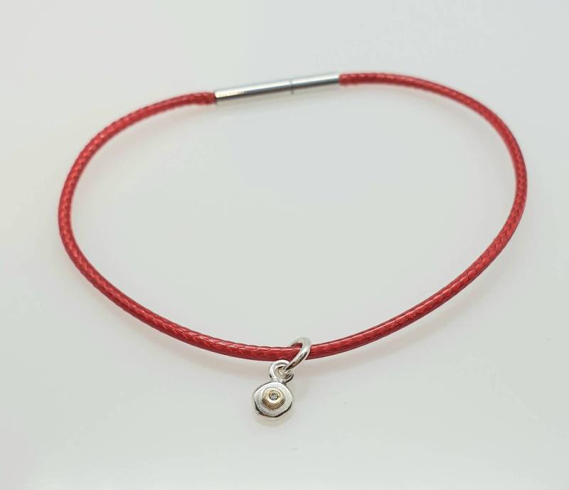 Rote Kordel Silber Gold Diamant Bettelarmband von karramba