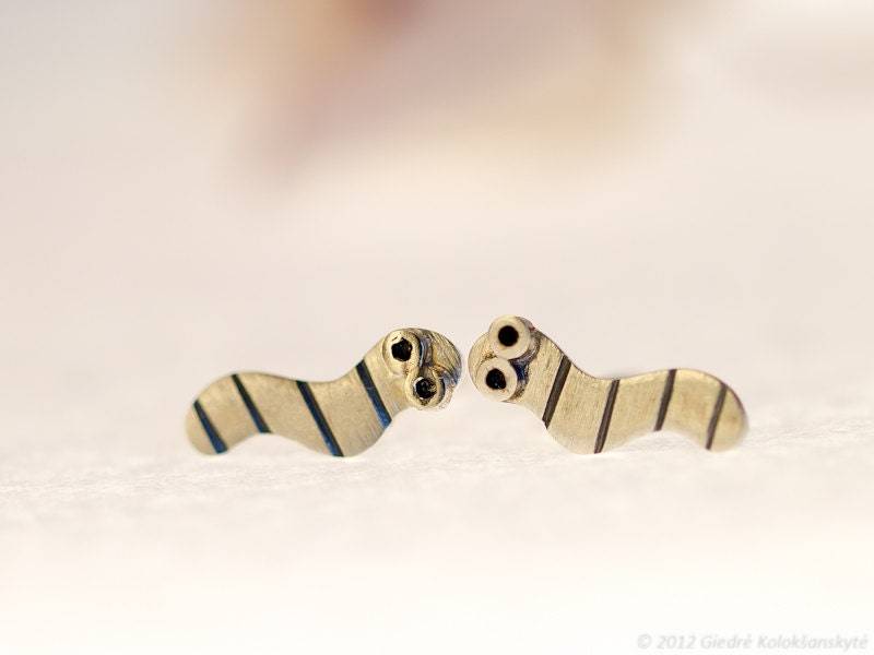 Worm Sterling Silber Ohrstecker Mini Zoo Serie von karramba