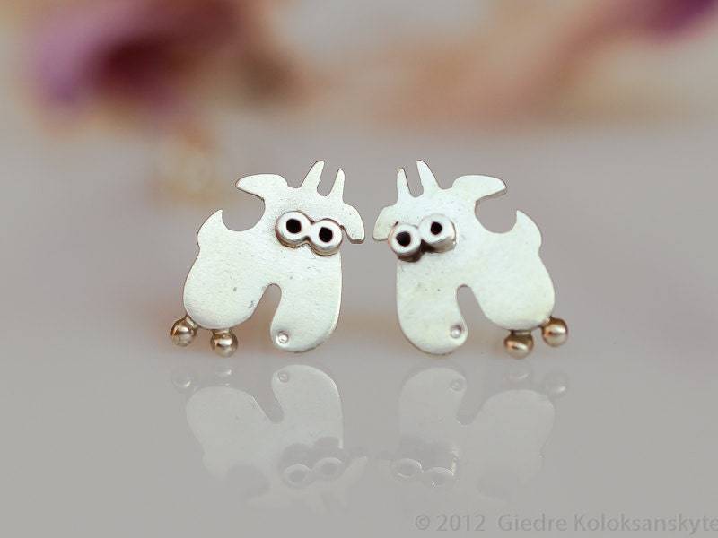 Ziege Sterling Silber Ohrstecker Mini Zoo von karramba