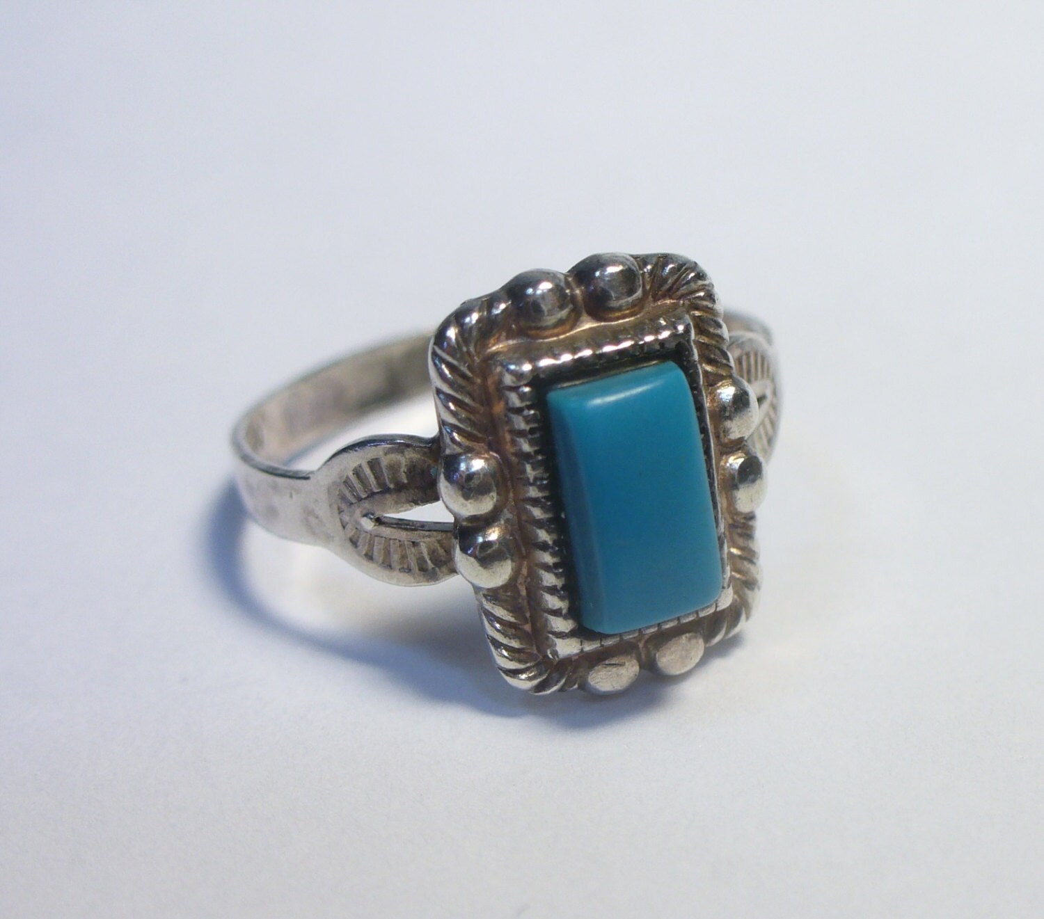 Vintage Blau Türkis Gestempelter Sterling Silber Ring - Größe 7 Signiert Espo 2, 4 Gramm Vintage Blau Türkis Gestempelter Sterling Silber Ring - Größe 7 Signiert Espo 2, 4 Gramm von karunadesigns