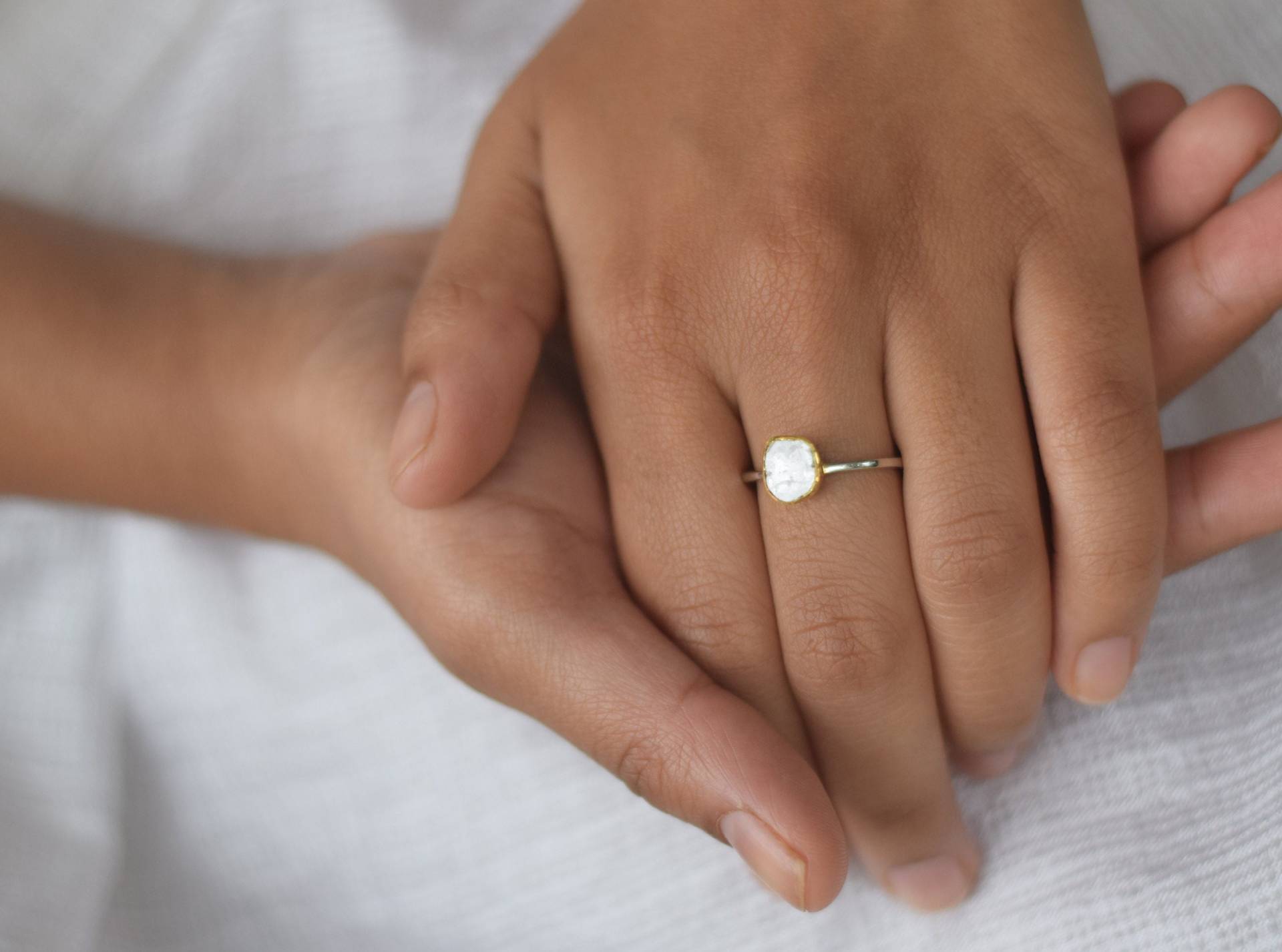 18K Vergoldeter Silberring Ungeschliffener Diamant Polki Ring 18K Vergoldeter Silberring Ungeschliffener Diamant Polki Ring von kashgaar