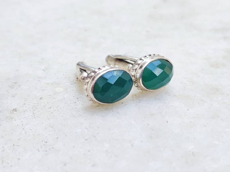 Handgemachte Jade Edelstein Manschettenknöpfe - Manschettenknöpfe in Silber - Silber Knöpfe von kashgaar