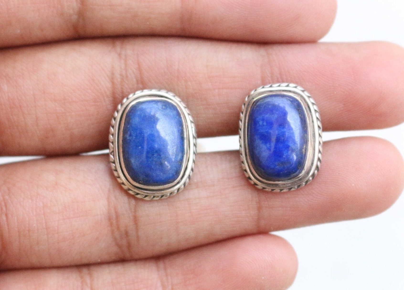 Manschettenknöpfe Männer Lapis Stein Handgefertigte Lazulli Edelstein Weiße - in Silber Knöpfe Vatertagsgeschenk Manschettenknöpfe Männer Lapis Stein Handgefertigte Lazulli Edelstein Weiße - in Silber Knöpfe Vatertagsgeschenk von kashgaar